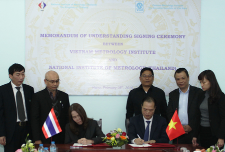 Lễ ký kết biên bản ghi nhớ hợp tác giữa Viện Đo lường Việt Nam và Viện Đo lường Quốc gia Thái Lan